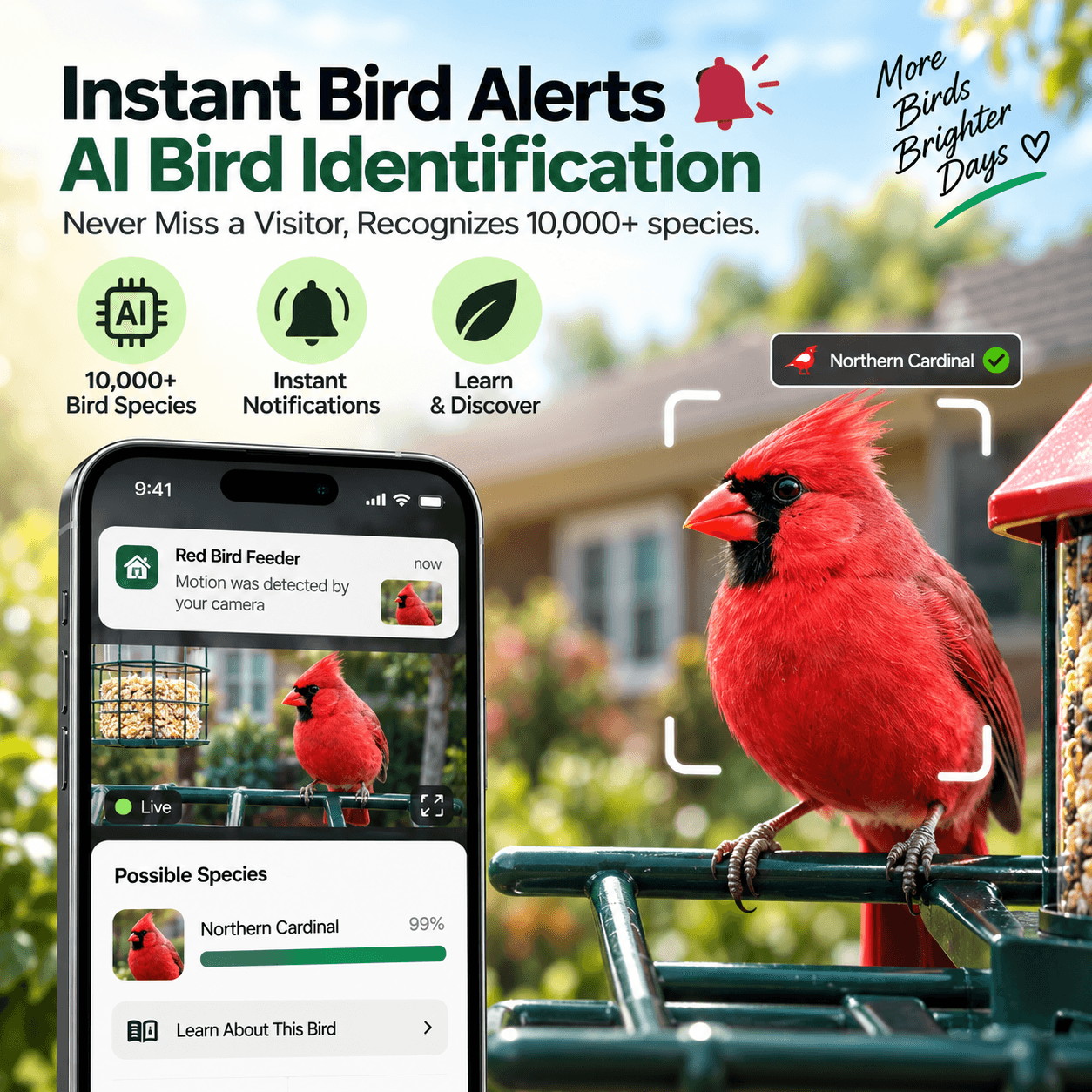 Smart bird feeder AI bird identification and arrival alerts